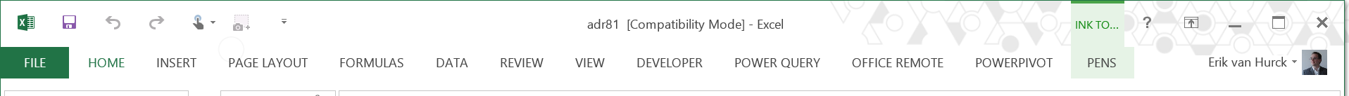 Compatibility mode Excel ribbon